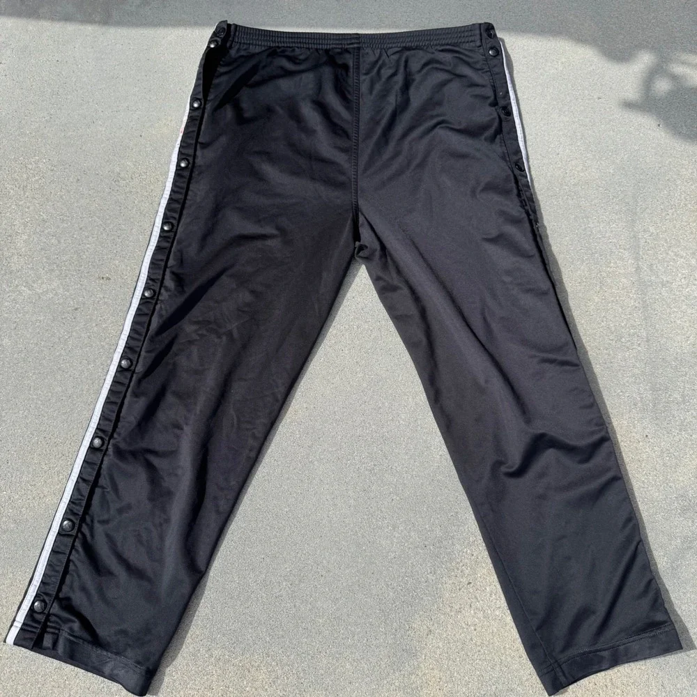 Adidas Mens Adibreak Snap Button Track Pants Black White Striped Large Retro‎